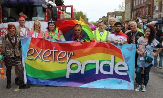 Revellers celebrating at a previous Exeter Pride