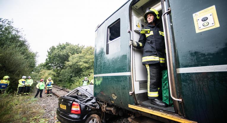 Laura at a train exercise